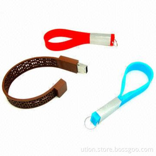 Bracelet Sling USB Flash Drives with Up to 8GB Memory Capacity and Above 10-year Data Storage Time